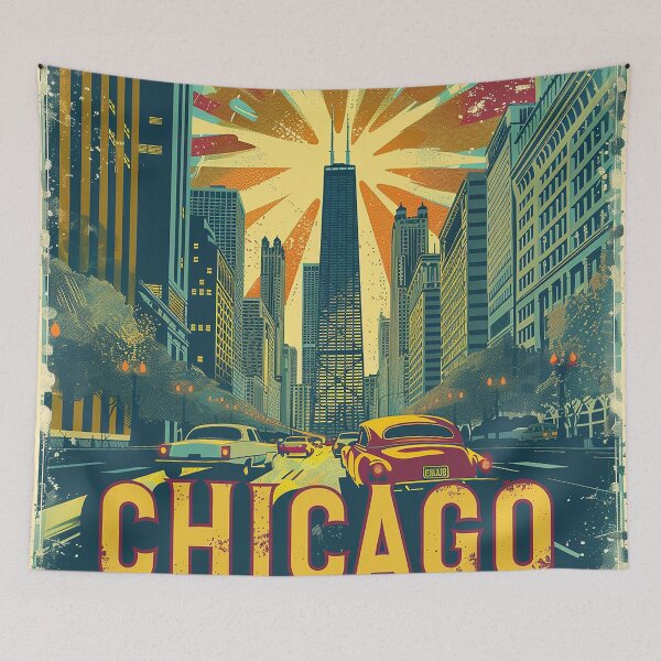 Item preview, Chicago Poster Retro Chicago Art designed and sold by nomiraclehere.