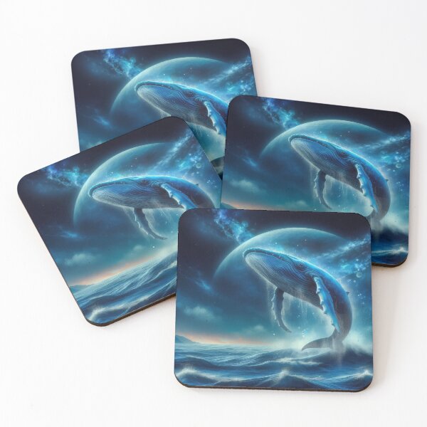 Item preview, Blue Whale Jumping out of the Ocean with Dawn on the Horizon designed and sold by CattyCornerPOD.