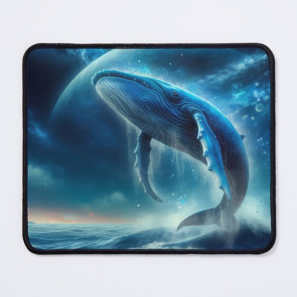 Item preview, Blue Whale Jumping out of the Ocean with Dawn on the Horizon designed and sold by CattyCornerPOD.