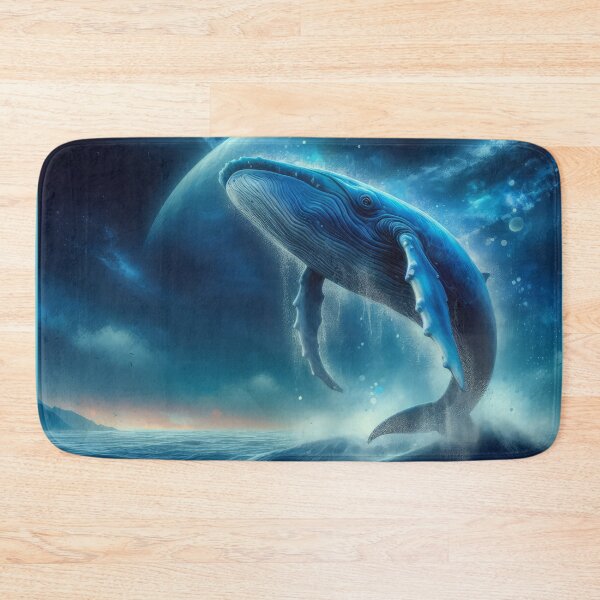 Item preview, Blue Whale Jumping out of the Ocean with Dawn on the Horizon designed and sold by CattyCornerPOD.