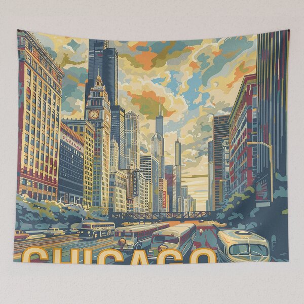 Item preview, Chicago Poster Retro Chicago Art designed and sold by nomiraclehere.