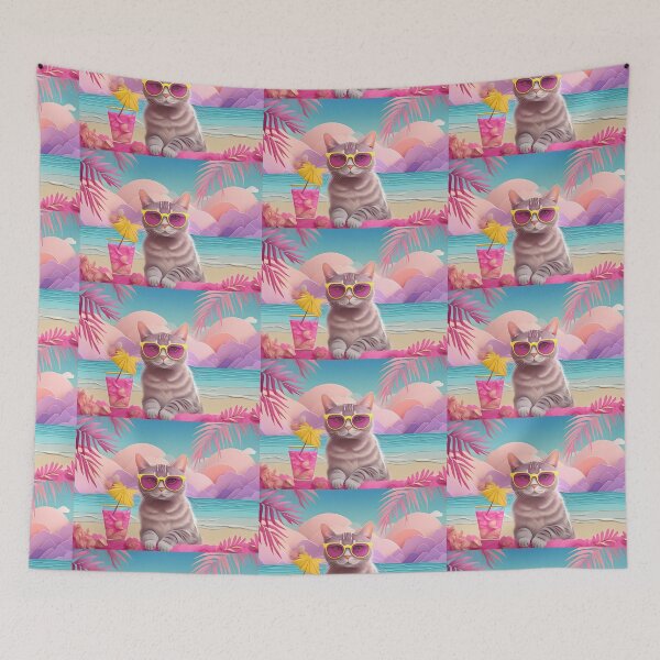 Item preview,  Happy  pink   Cat on the beach  designed and sold by m-litomirskaya.