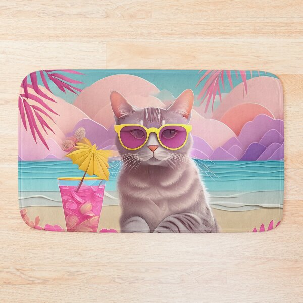 Item preview,  Happy  pink   Cat on the beach  designed and sold by m-litomirskaya.