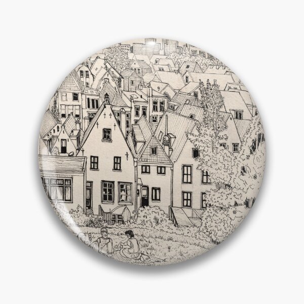 Item preview, Leiden South Holland Cityscape Netherlands - Pen and Ink Drawing Travel Art designed and sold by Wall-Art-Sketch.