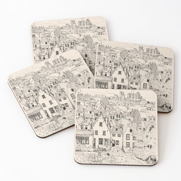 Item preview, Leiden South Holland Cityscape Netherlands - Pen and Ink Drawing Travel Art designed and sold by Wall-Art-Sketch.