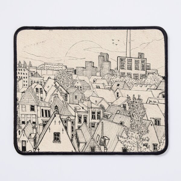Item preview, Leiden South Holland Cityscape Netherlands - Pen and Ink Drawing Travel Art designed and sold by Wall-Art-Sketch.