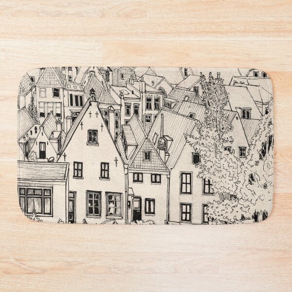 Item preview, Leiden South Holland Cityscape Netherlands - Pen and Ink Drawing Travel Art designed and sold by Wall-Art-Sketch.