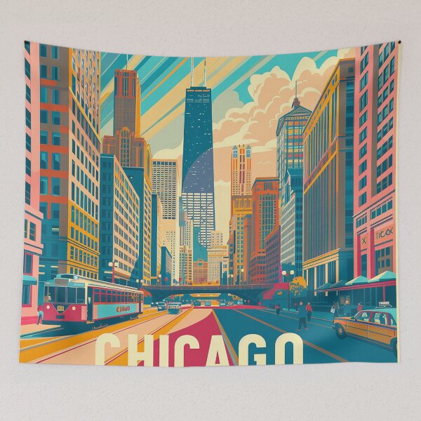 Item preview, Chicago Poster Retro Chicago Art designed and sold by nomiraclehere.