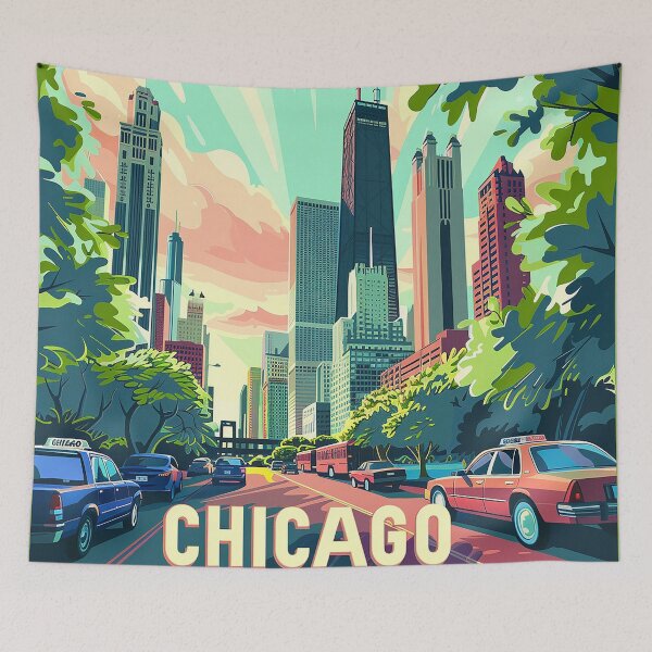 Item preview, Chicago Poster Retro Chicago Art designed and sold by nomiraclehere.
