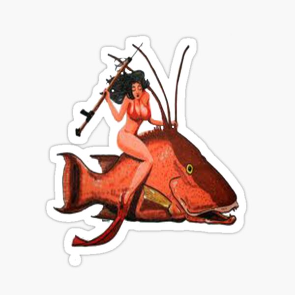 HOGFISH SPEARFISHING WOMAN Sticker