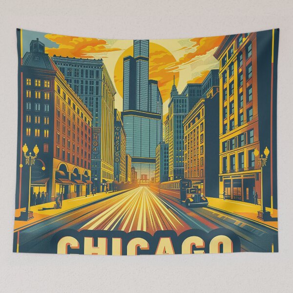 Item preview, Chicago Poster Retro Chicago Art designed and sold by nomiraclehere.