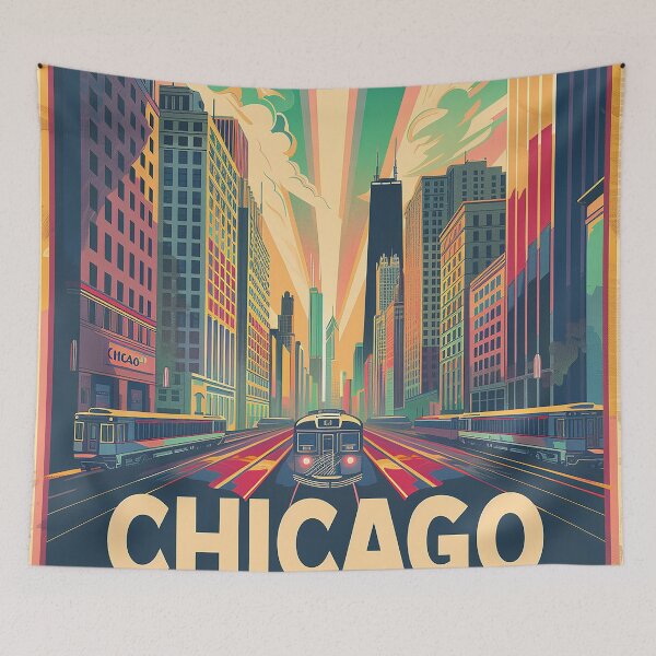 Item preview, Chicago Poster Retro Chicago Art designed and sold by nomiraclehere.