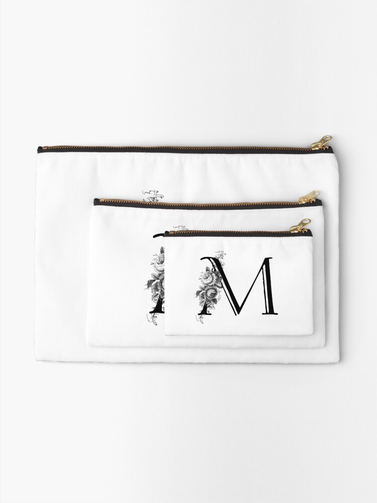 Alternate view of Vintage Engraved Floral Monogram Letter M Zipper Pouch