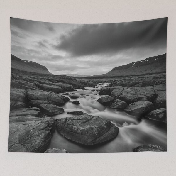 Item preview, Monochromatic Rugged Scandinavian Valley Landscape Art designed and sold by ShadeScapeArt.