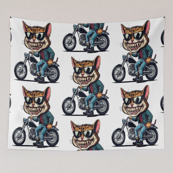 Item preview, cat Riding Motorcycle  Vintage Subversive Cartoon designed and sold by kustomart.