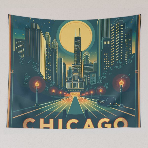 Item preview, Chicago Poster Retro Chicago Art designed and sold by nomiraclehere.