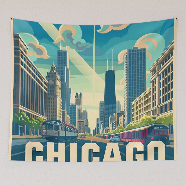 Item preview, Chicago Poster Retro Chicago Art designed and sold by nomiraclehere.