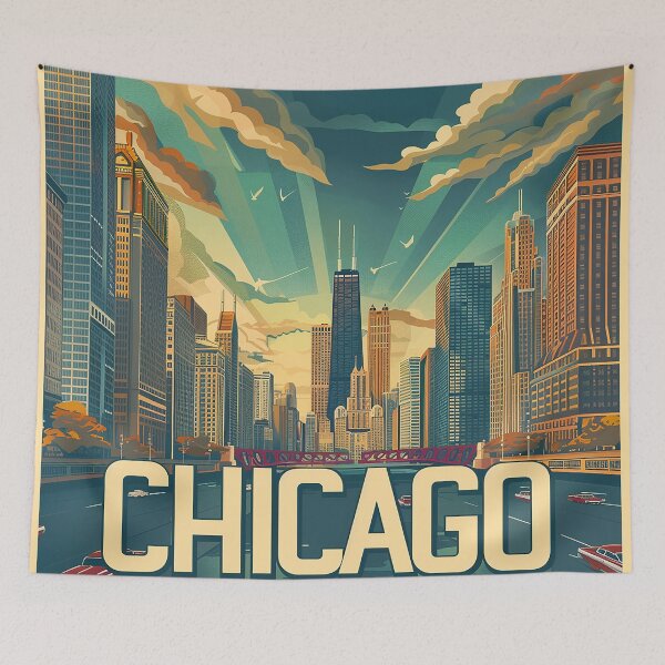 Item preview, Chicago Poster Retro Chicago Art designed and sold by nomiraclehere.