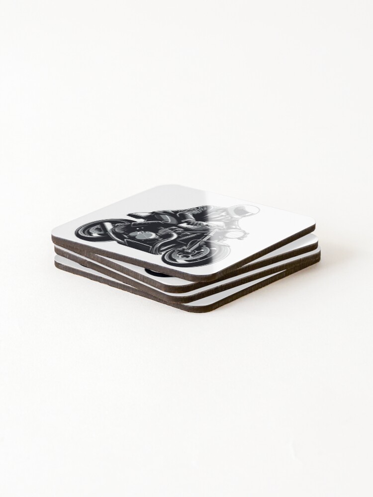 Thumbnail 4 of 5, Coasters (Set of 4), Dapper Motorcycle Rider : Automotive Merchandise - designed and sold by InfmsCorp.