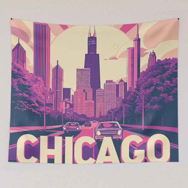 Item preview, Chicago Poster Retro Chicago Art designed and sold by nomiraclehere.
