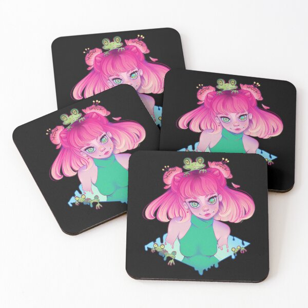 Item preview, a pink hair girl with froggies  designed and sold by doveydotdraws.