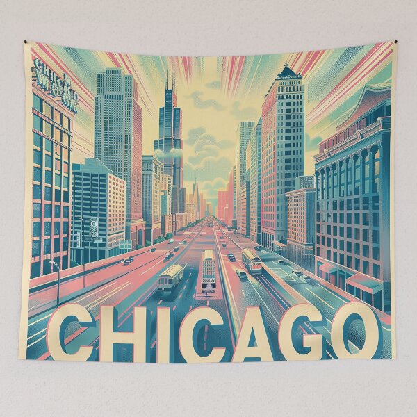 Item preview, Chicago Poster Retro Chicago Art designed and sold by nomiraclehere.
