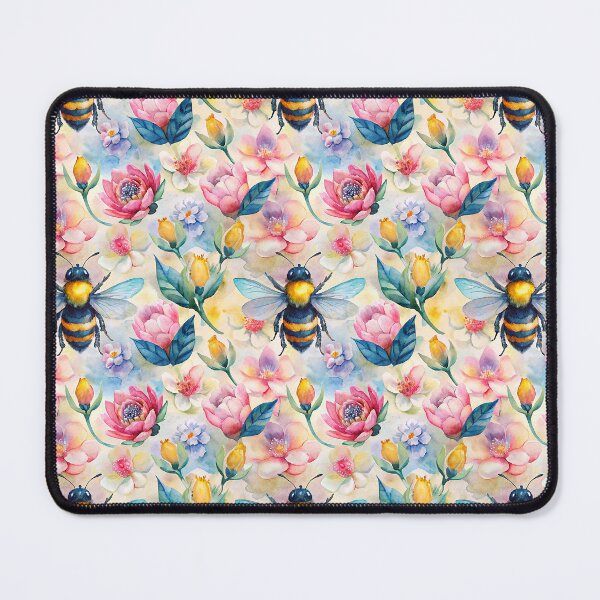 Item preview, Watercolor bumblebee with colorfull flowers pattern designed and sold by Meakm-art.