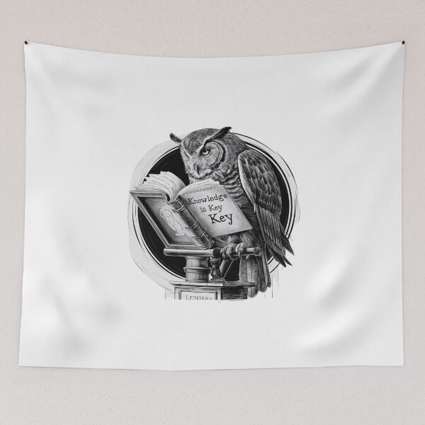 Item preview, Knowledge is Key: Wise Owl Reading Art designed and sold by deluxedigital1.