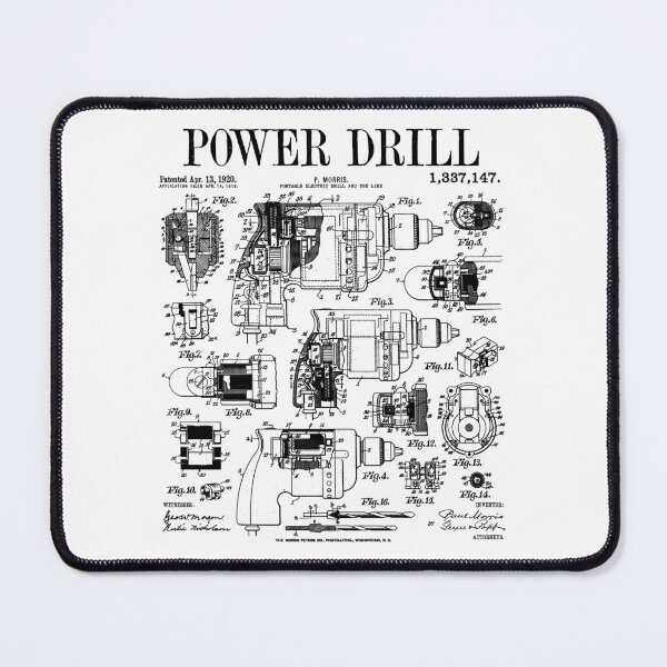 Item preview, Carpenter Builder Woodworker Power Drill DIY Vintage Patent designed and sold by GrandeDuc.