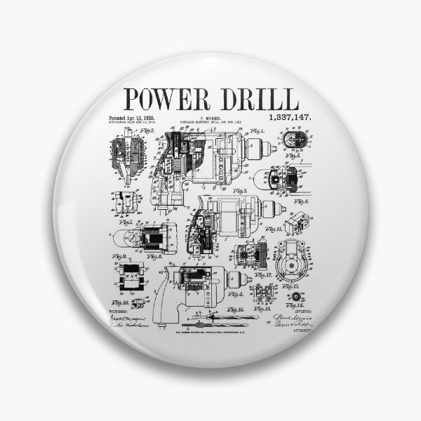 Item preview, Carpenter Builder Woodworker Power Drill DIY Vintage Patent designed and sold by GrandeDuc.