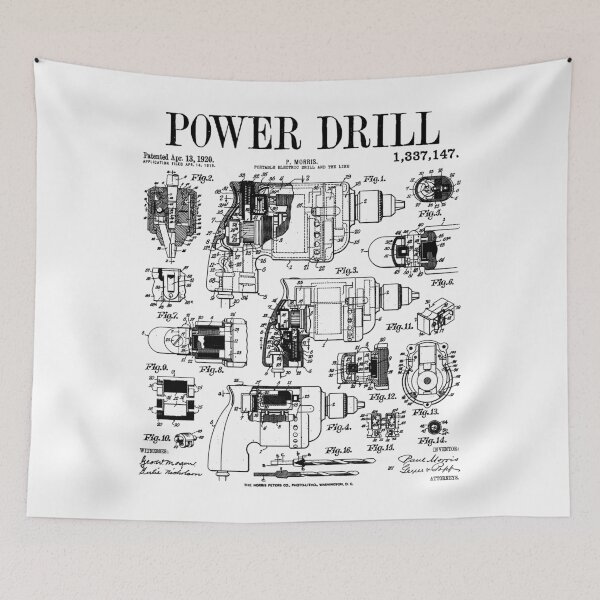 Item preview, Carpenter Builder Woodworker Power Drill DIY Vintage Patent designed and sold by GrandeDuc.