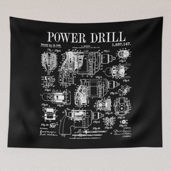 Item preview, Carpenter Builder Woodworker Power Drill DIY Vintage Patent designed and sold by GrandeDuc.