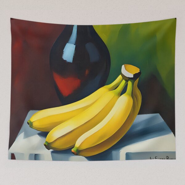 Item preview, Vibrant Banana Nature Morte Oil Painting designed and sold by Funny-Banana.