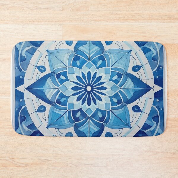 Item preview, A detailed, blue and white floral pattern, reminiscent of Portuguese azulejo tiles designed and sold by homydesign.