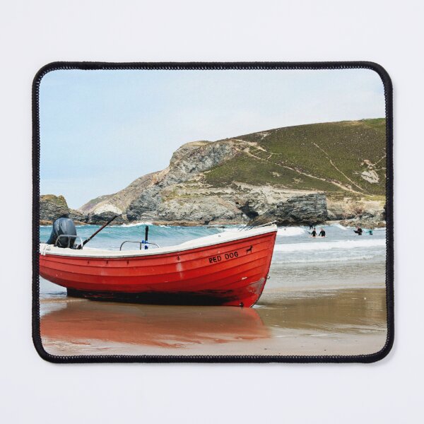 Item preview, Red Dog Boat at Trevaunance Cove designed and sold by Terri Waters Photography & Design.