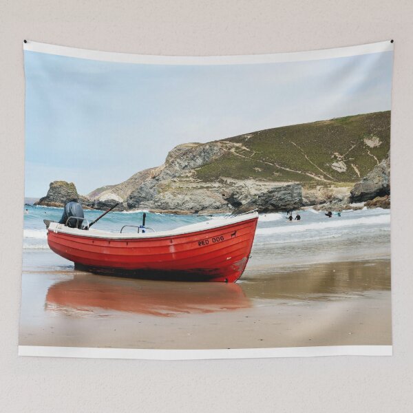 Item preview, Red Dog Boat at Trevaunance Cove designed and sold by Terri Waters Photography & Design.