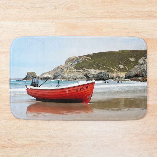 Item preview, Red Dog Boat at Trevaunance Cove designed and sold by Terri Waters Photography & Design.
