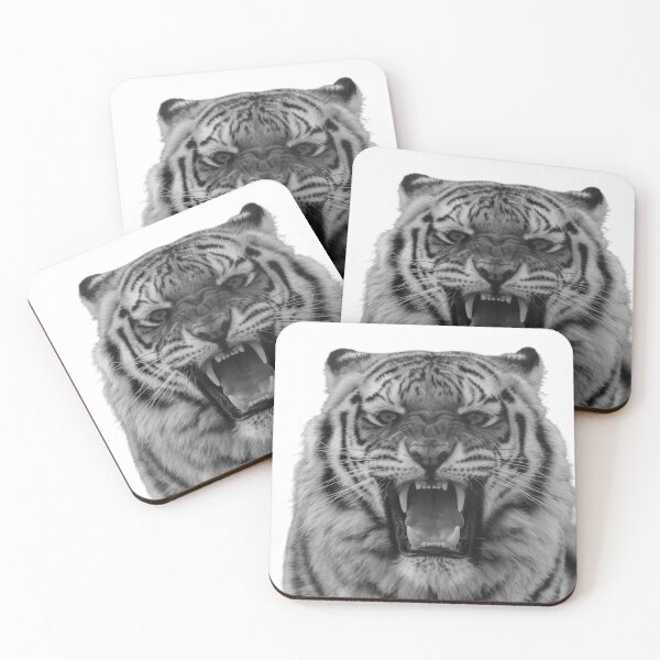 Item preview, roaring wild white tiger designed and sold by ClickEstampa.