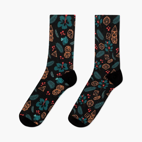 Item preview, DnD Dice Pattern - Hawaiian Style - Black Floral Pattern designed and sold by GrimGlitters.