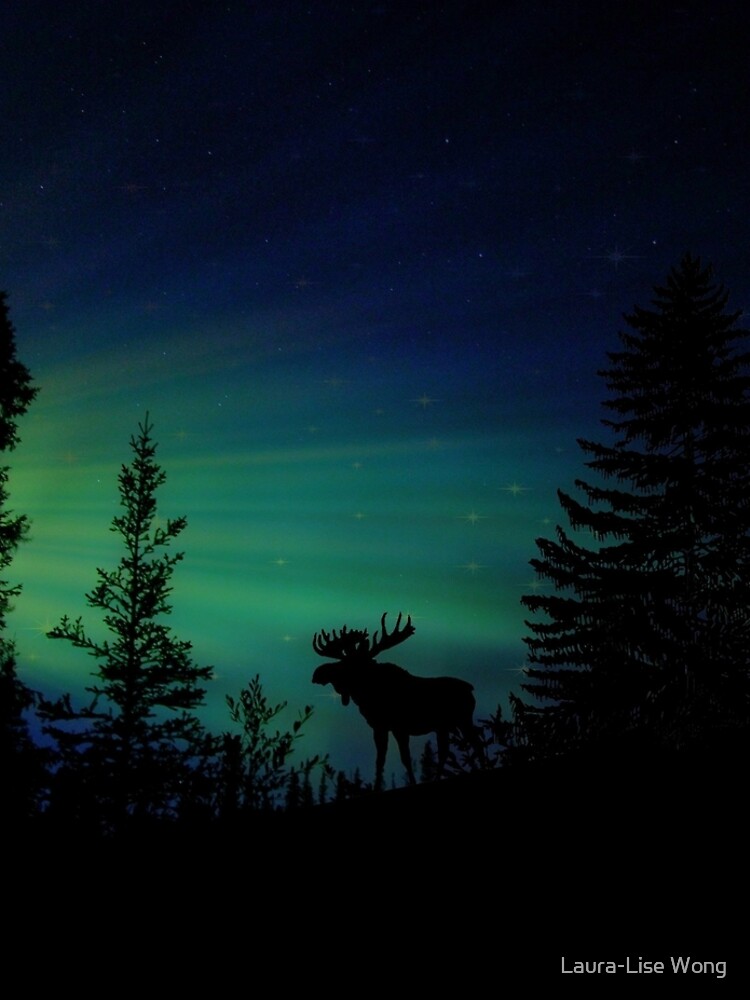 Moose with Northern Lights Leggings for Sale by Laura-Lise Wong