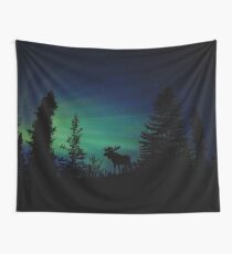 Elch mit Nordlichtern Wandbehang