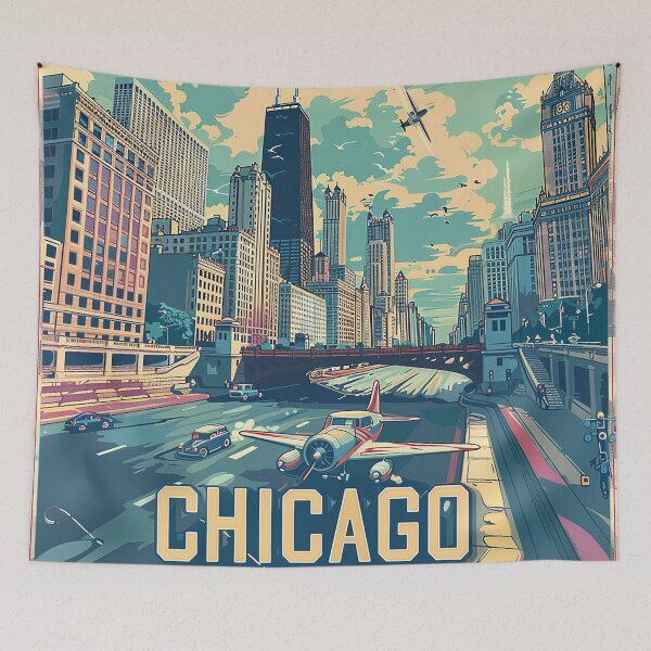 Item preview, Chicago Poster Retro Chicago Art designed and sold by nomiraclehere.