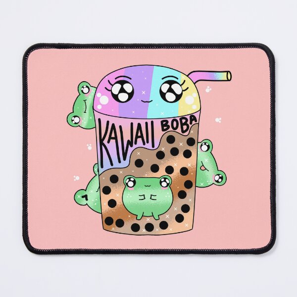 Item preview, Kawaii chibi frog holding boba tea designed and sold by Quacktails.