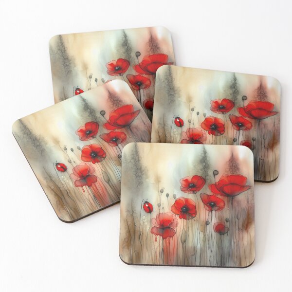 Item preview, Poppies and Ladybug designed and sold by Blue Horse Photo Magic.
