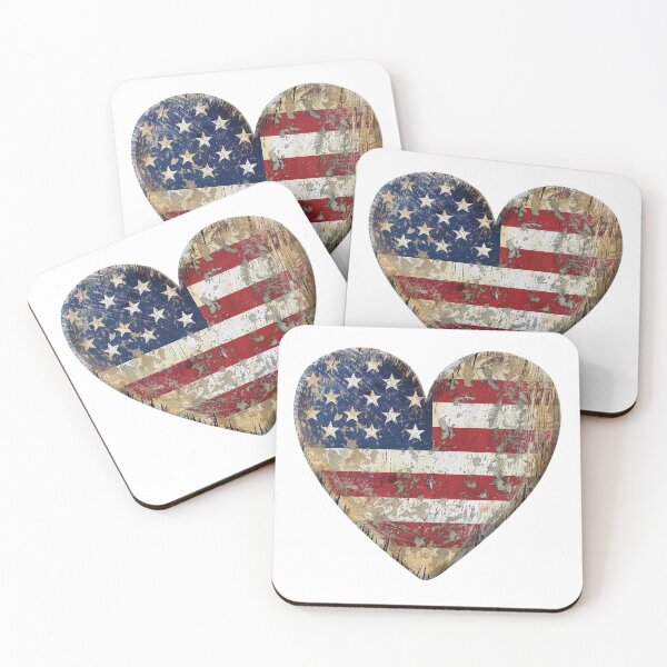 Item preview, RETRO USA HEART PIN WOODEN VINTAGE DISTRESSED AMERICA designed and sold by NikoDeeko.