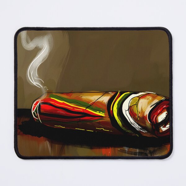 Item preview, Dynamic Visual Effect - Lit Cigar Emitting Smoke Against Muted Brown Background Abstract Generative AI designed and sold by OlfactoART Studio.