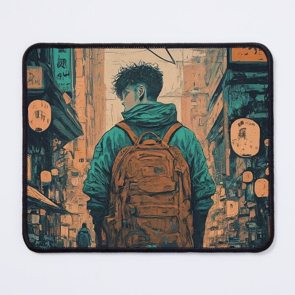 Item preview, A Man in japan city anime style carry a bag vintage tone designed and sold by HakunamatataTin.