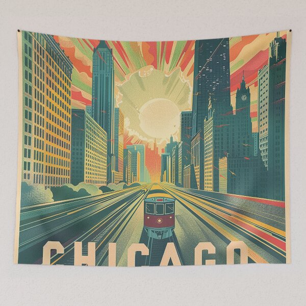 Item preview, Chicago Poster Retro Chicago Art designed and sold by nomiraclehere.