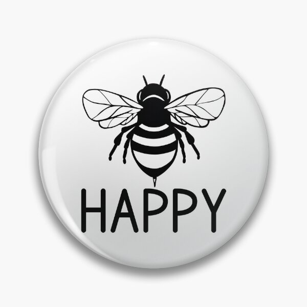 Item preview, Bee happy, black and white bee ,  positive inspirational be happy designed and sold by Inktown.