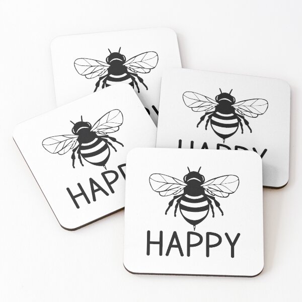 Item preview, Bee happy, black and white bee ,  positive inspirational be happy designed and sold by Inktown.